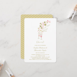 Invitation Coeurs Roses Et Champagne Saluent La Partie D'Enga