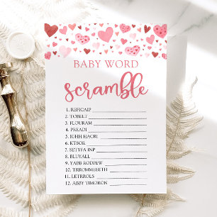 Invitation Coeurs roses Valentine Baby Word Scramble Jeu