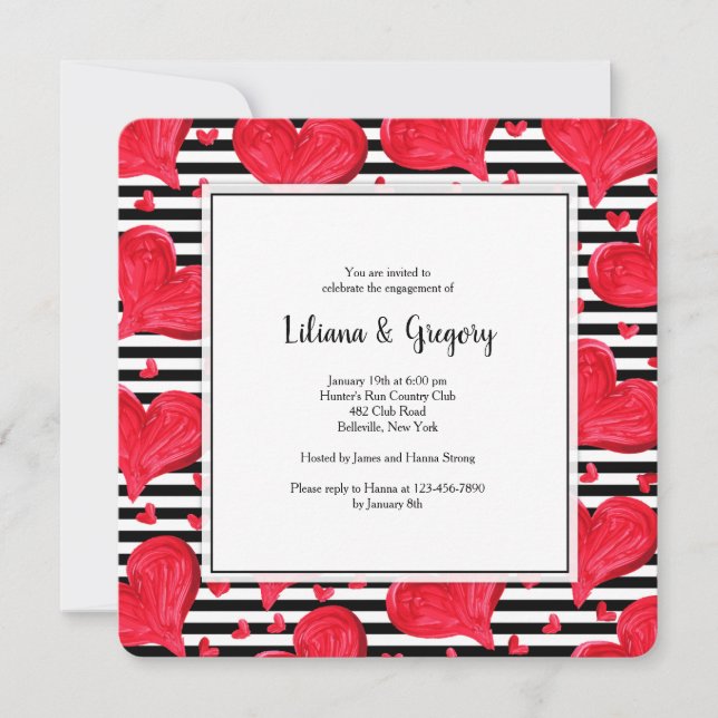 Invitation Cœurs Rouges (Devant)