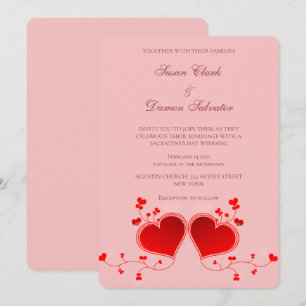 Invitation Coeurs rouges roses Saint Valentin
