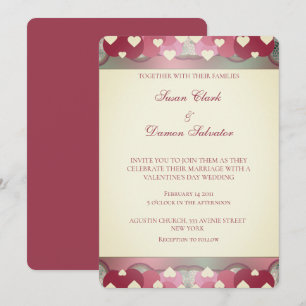 Invitation Coeurs rouges roses Saint Valentin