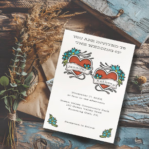 Invitation Cœurs Tatoués Mariage Graphique