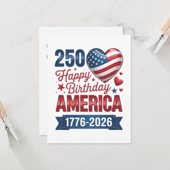 Invitation Cœurs USA 1776 2026 4 juillet  (Devant/Arrière en situation)