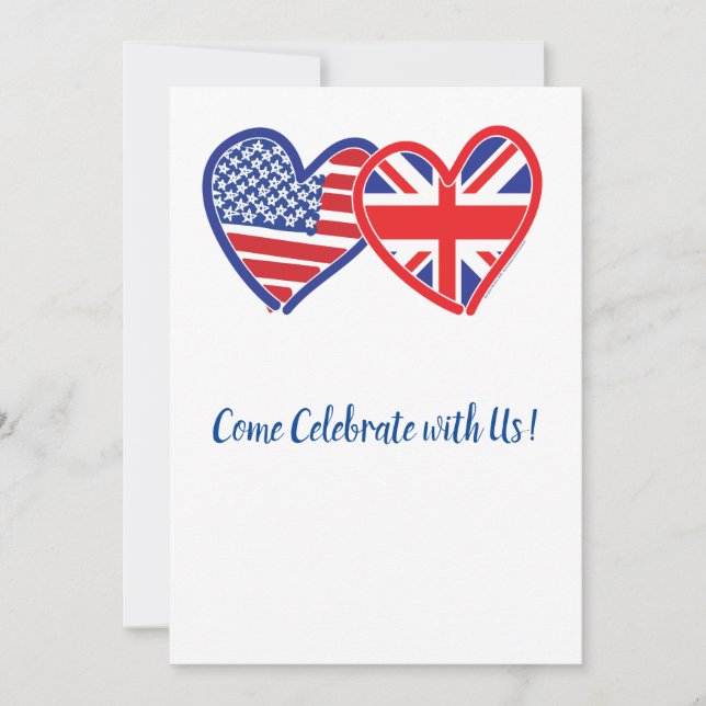 Invitation Cœurs USA et Union Jack Amour (Devant)