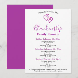 Invitation Coeurs violets liés Modèle de réunion de famille