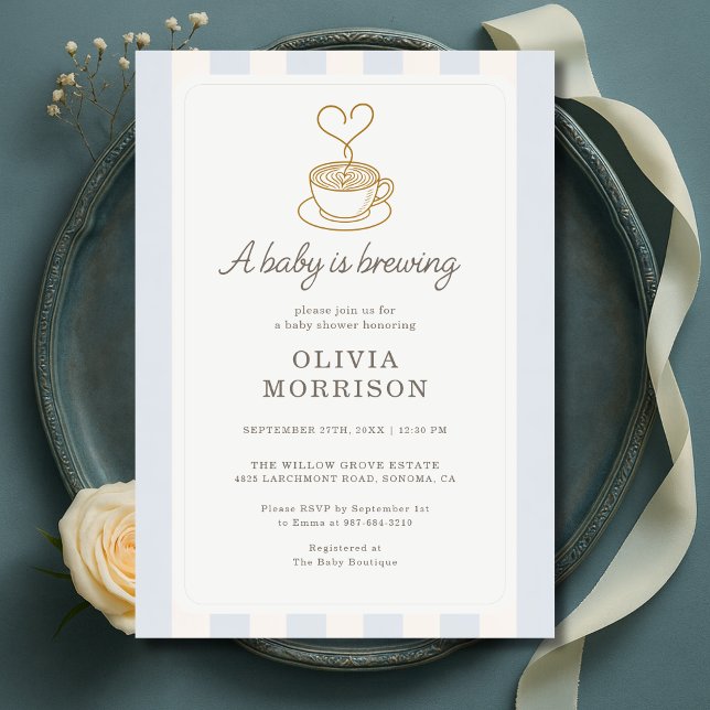 Invitation Coffee Baby arrive Baby Shower Blue Boy (Créateur téléchargé)