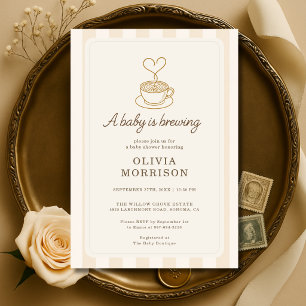 Invitation Coffee Baby arrive Baby Shower sans genre