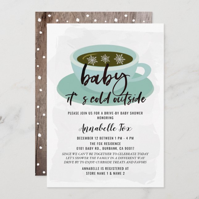 Invitation Coffee Cup Baby Son Baby shower Cold Drive by (Devant / Derrière)