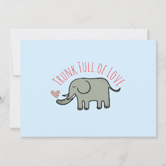 Invitation Coffre plein d'amour Douce éléphant doodle