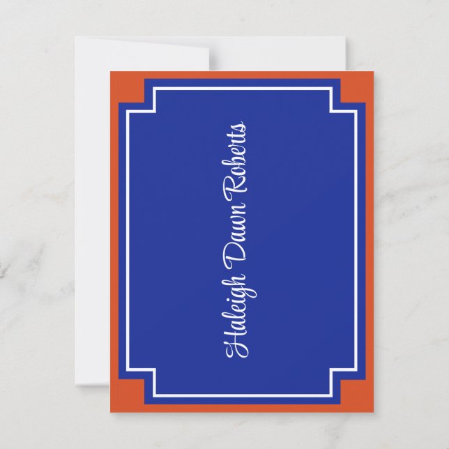 Invitation Coin Bloc Orange & Royal Blue Graduation Invita (Dos)