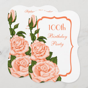 Invitation Coin chic de roses corail pour 100e anniversaire