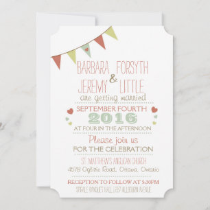 Invitation Coins d'invitation Shabby Chic Bunting