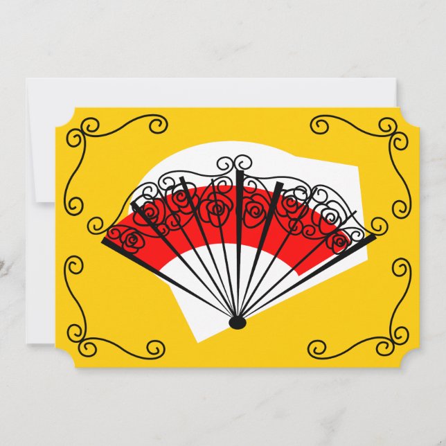 Invitation Coins ventilateurs espagnols horizontaux (Devant)