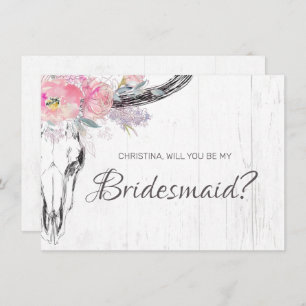 Invitation Col de vache rousse Boho Blush rose Floral