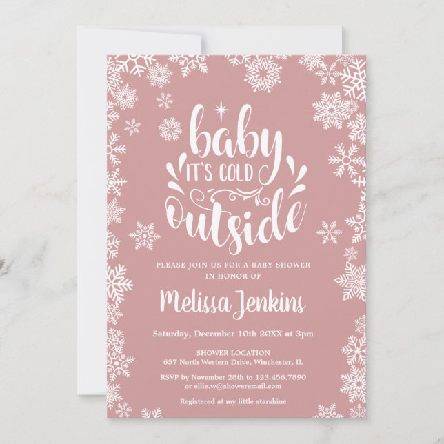 Invitation Cold Outside Girl Winter Baby Shower All In One (Devant)