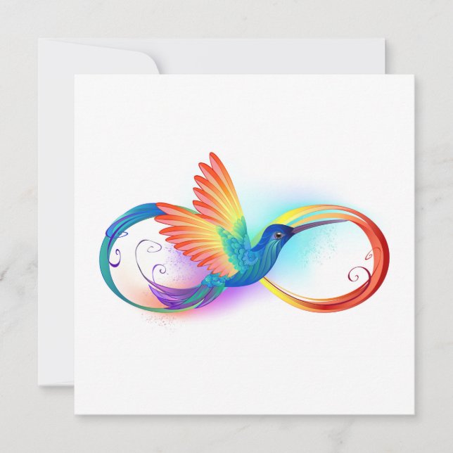 Invitation Colibri arc-en-ciel avec symbole d'infini (Devant)