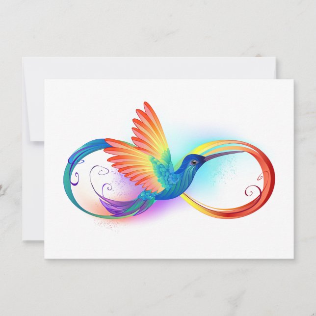 Invitation Colibri arc-en-ciel avec symbole Infinity (Devant)
