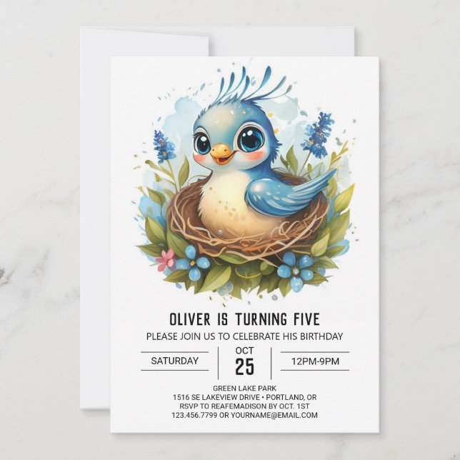 Invitation Colibri Chic Whimsical Birthday (Devant)