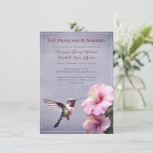 Invitation Colibri et Hibiscus   Dîner de répétition violet
