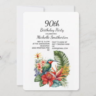 Invitation Colibri floral tropical 90e anniversaire