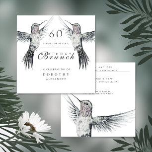Invitation Colibri noir et blanc N'IMPORTE QUEL Brunch d'anni