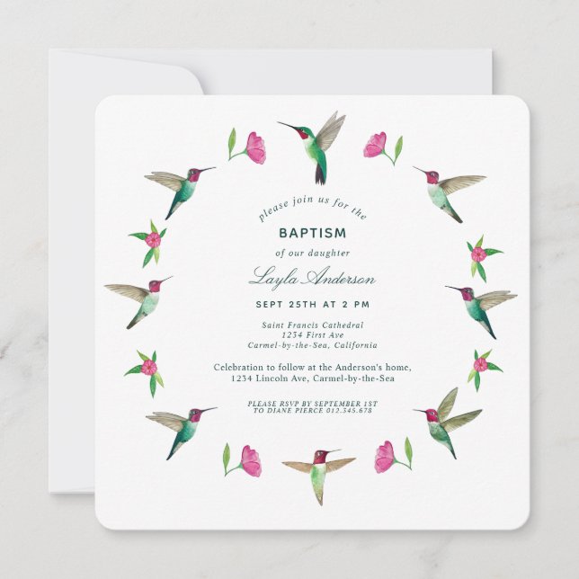 Invitation Colibris d'Anna (Devant)