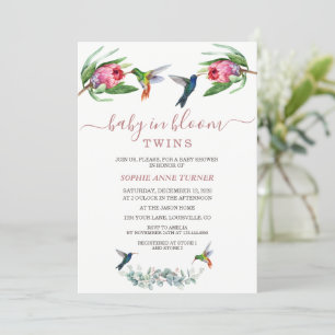 Invitation Colibris Twins Pink Protea Baby in Bloom