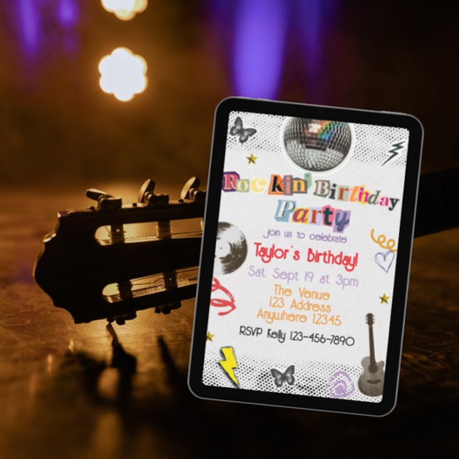 Invitation Collage Cut Out Rockstar Birthday (Créateur téléchargé)
