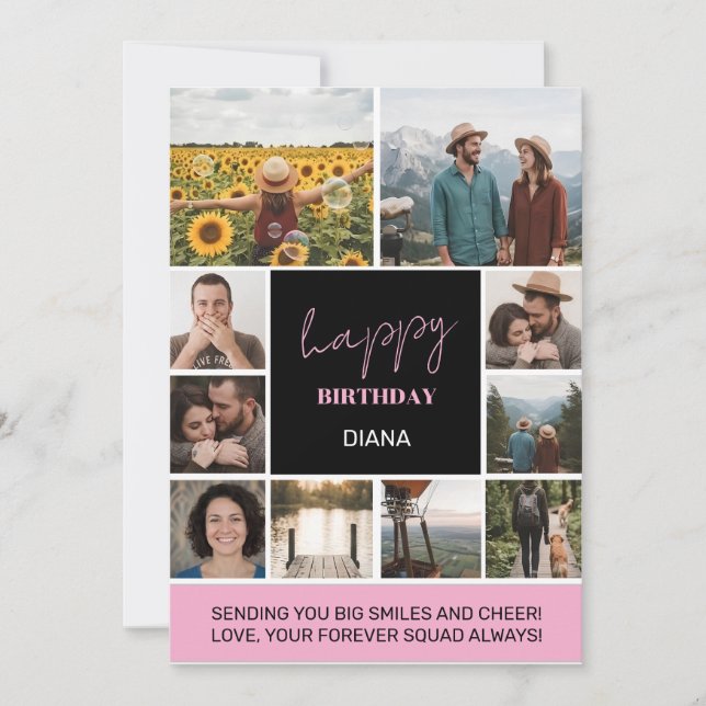 Invitation Collage d'anniversaire simple avec une grille de 1 (Devant)