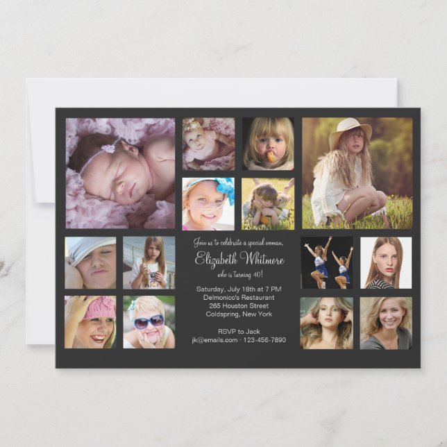 Invitation Collage de 14 photos (Devant)