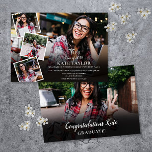 Invitation Collage de 5 photos de fête de fin d'études en soi