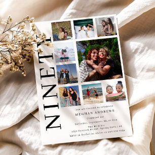 Invitation Collage de 90 Photos pour une Fête d'anniversaire 
