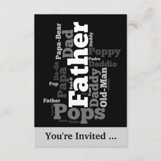 Invitation Collage de mots de père noir et blanc