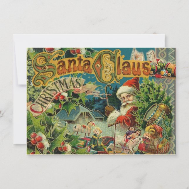 Invitation Collage de Noël victorien du Père Noël Antique (Devant)