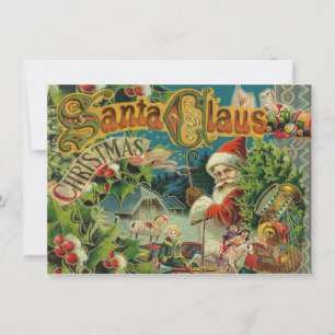 Invitation Collage de Noël victorien du Père Noël Antique
