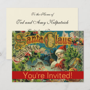 Invitation Collage de Noël victorien du Père Noël Antique