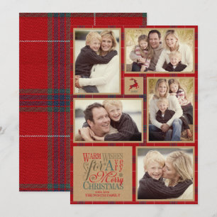 Invitation Collage de photos avec voeux chaleureux Kraft & Ta