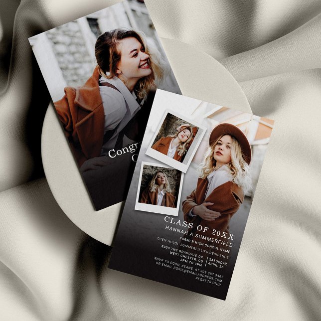 Invitation Collage de photos de fête de fin d'études Ouvertur (Graduation Open House Photo Collage 2024 Invitation)