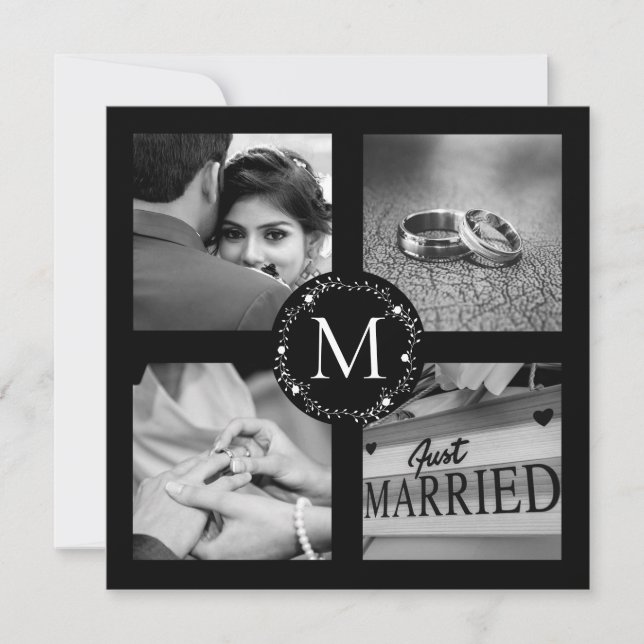 Invitation Collage de photos de mariage personnalisé avec rem (Devant)