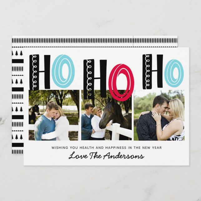 Invitation Collage de photos de Noël en scandinave (Devant / Derrière)
