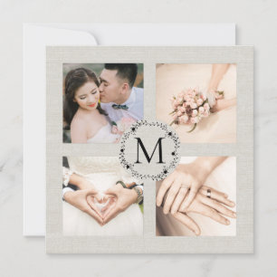 Invitation Collage de photos de remerciement de mariage monog
