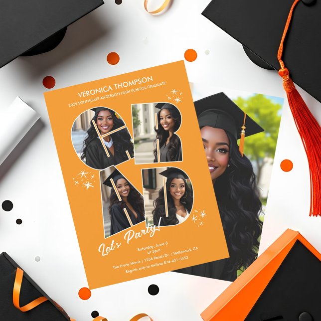 Invitation Collage de photos de remise de diplômes Fête de fi (GRAD Collage Party Invitation)