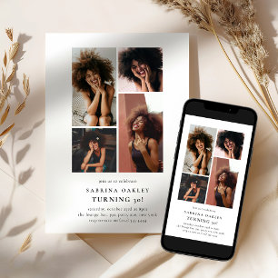 Invitation Collage de photos minimaliste pour 30e anniversair