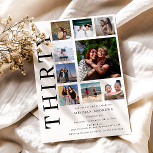 Invitation Collage de trente photos pour une fête d'anniversa