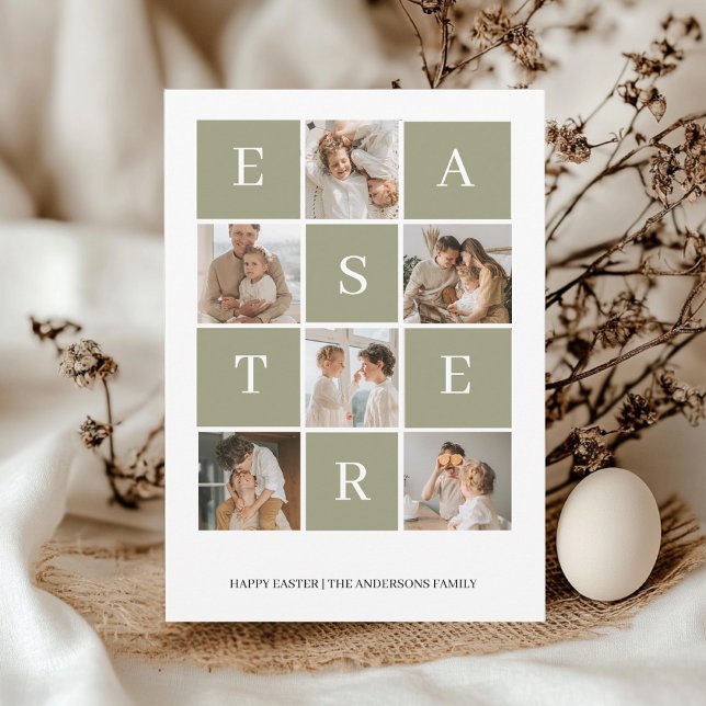 Invitation Collage Famille Photo Pâques | Joyeux Pâques (Créateur téléchargé)