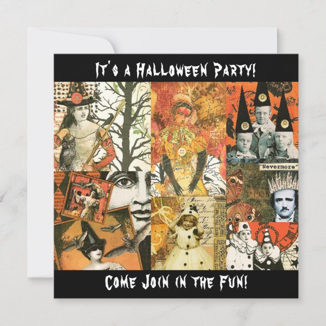 Invitation Collage Halloween vintage (Devant)