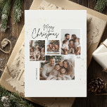 Invitation "Collage personnalisé de quatre photos de Noël Joy<br><div class="desc">Envoyez vos voeux de vacances avec la carte de collage à quatre photos de Joyeux Noël personnalisée. Cette carte élégante offre de l'espace pour quatre de vos photos préférées, associée à un message festif de Joyeux Noël et l'option d'ajouter un nom ou un salut personnalisé. Idéal pour partager les moments...</div>
