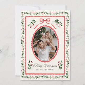 Invitation Collage photo avec ruban floral aquarelle de Noël