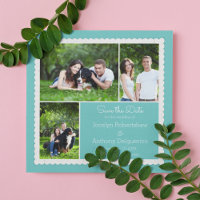 Collage photo bleu turquoise Enregistrer la date