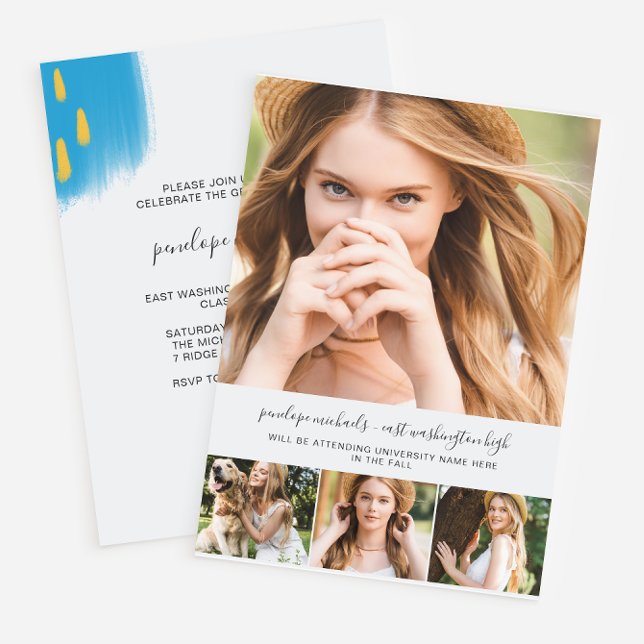 Invitation Collage photo branché et coups de fouet fête de gr (Créateur téléchargé)